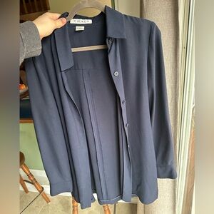 Chaus Navy Blue Elongated Blouse